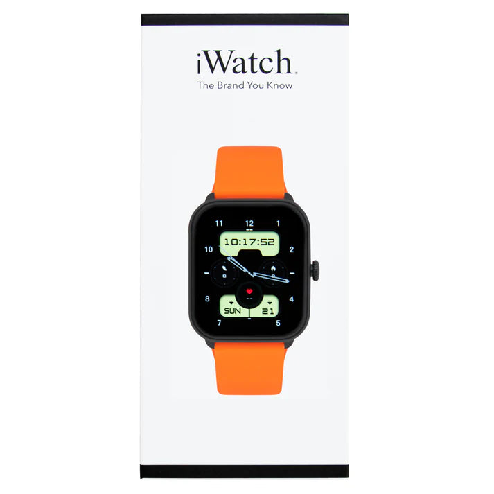 iWatch Model #: BCOR - Black Case with Orange Rubber Band