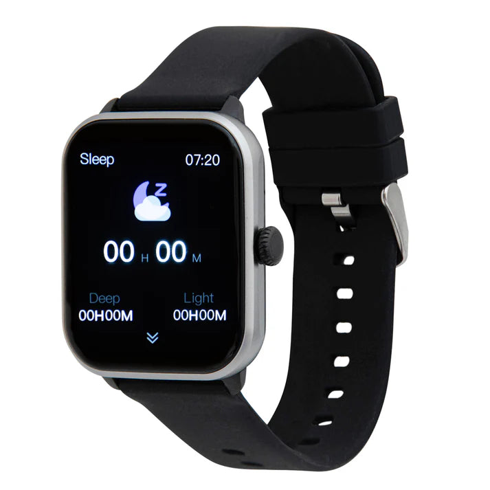 iWatch Model #: SCBR - Silver Case with Black Rubber Band