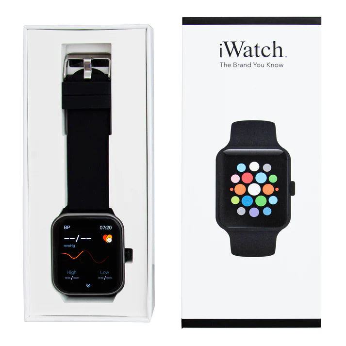 iWatch Model #: SCBR - Silver Case with Black Rubber Band